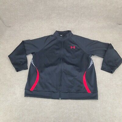 Under Armour Jacket Youth Extra Large Black Red Full Zip Lightweight Boys 1195