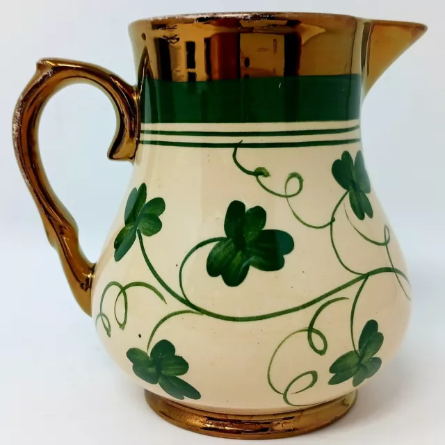 Wade English Harvest Ware Clover Shamrock Copper Lustre Milk Jug Creamer Gold