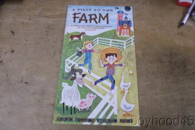 A Visit to the Farm-Vintage Activity "Stickum" Book for Children-1961