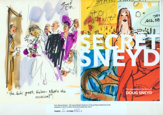 Doug Sneyd Signed Original Art Playboy Gag Rough Sketch Secret Sneyd ~ WEDDING