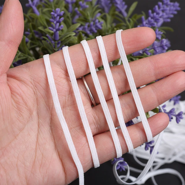 10 yards Elastic Band Flat 1/8" 3mm Trim Spandex make mask string DIY mask White 2