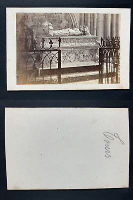France, Tours, La cathédrale Saint-Gatien, Le tombeau des Dauphins. Vintage cdv