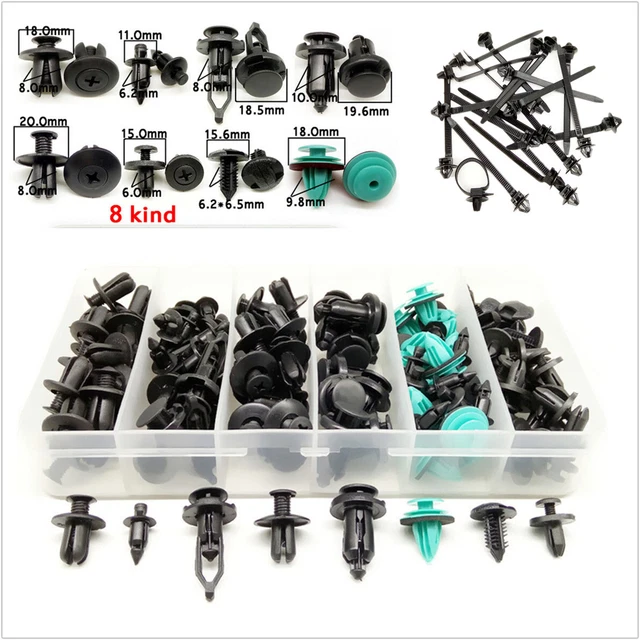 120 Pcs Car Door Panel Bumper Fastener Clips Push Pin Rivets & 50 Pcs Nylon Ties