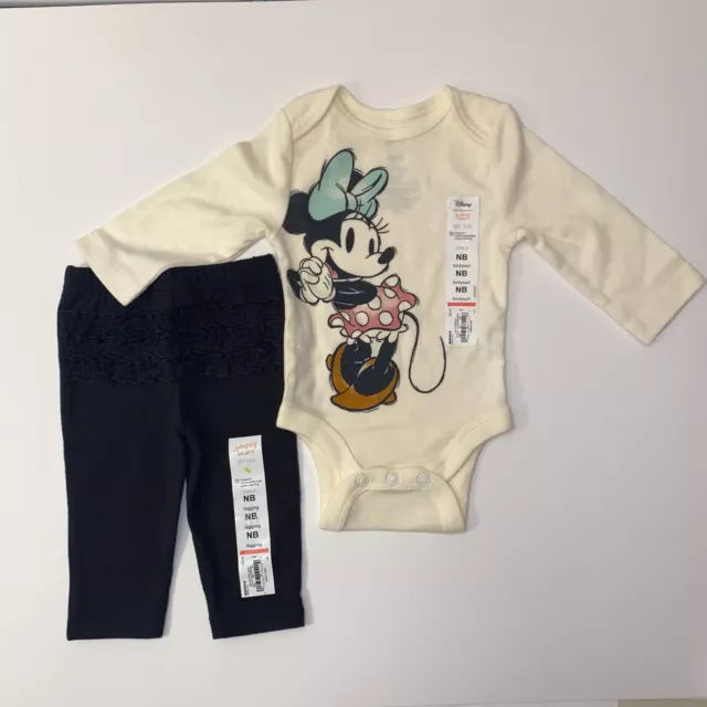 Newborn Girls Minnie Mouse Bodysuit & Leggings Ruffle Bottom Outfit Baby New