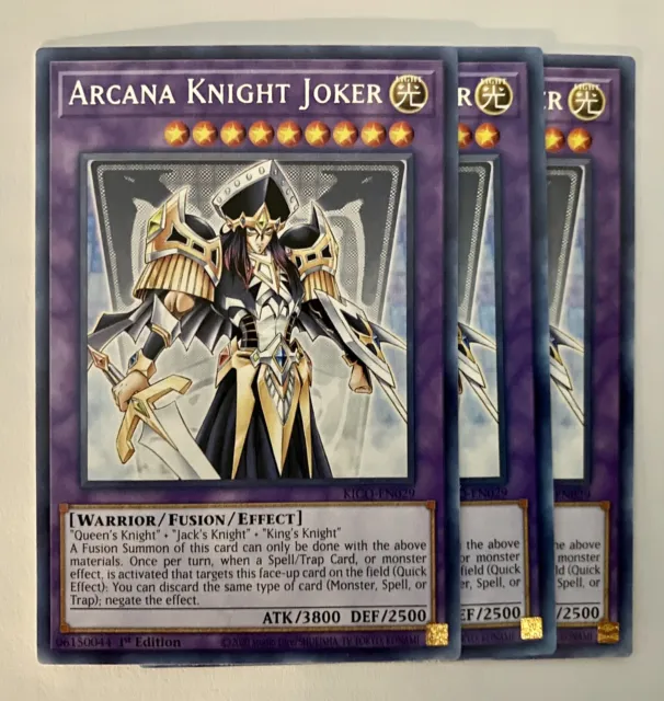 Yugioh! 3x Arcana Knight Joker KICO-EN029 Rare 1st Ed NM