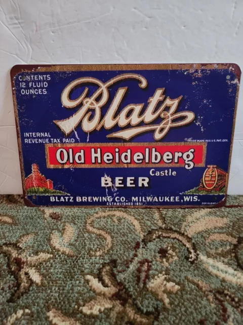 Brand New Repro Blatz Beer Tin Sign!