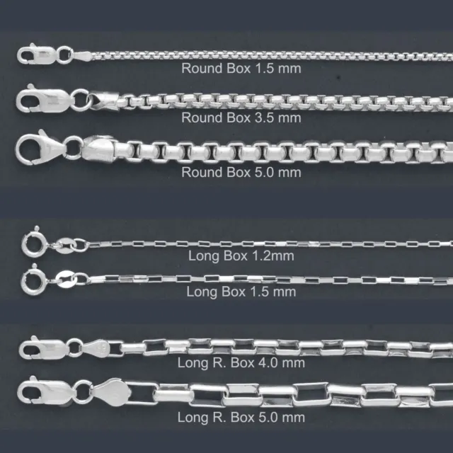 ITALY Sterling Silver ROUND BOX Chain Necklace/Bracelet, LONG BOX Chain Necklace 2