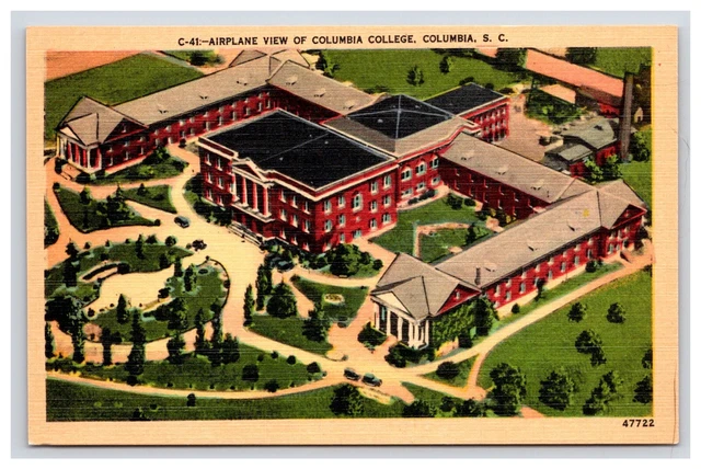 Postcard: SC Airplane View Columbia College, Columbia, South Carolina - Unposted