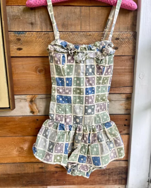 Vintage 40s 50s Catalina Bathing Suit Playsuit Ruffled Skirt XS