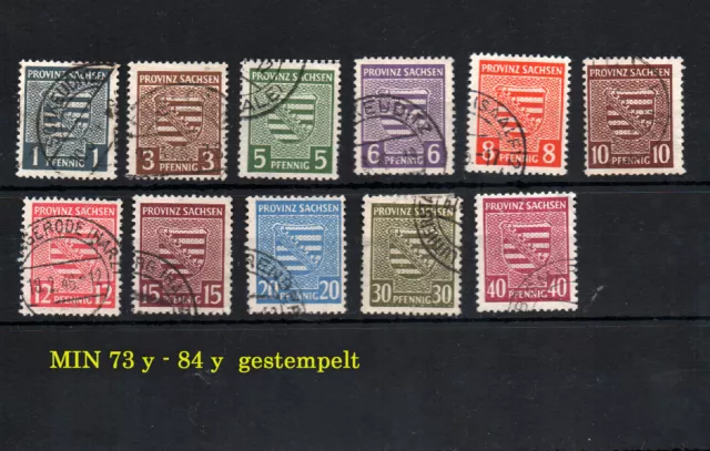 Briefmarken SBZ Provinz Sachsen MIN 73y - 84y  gestempelt sehr guter Zustand