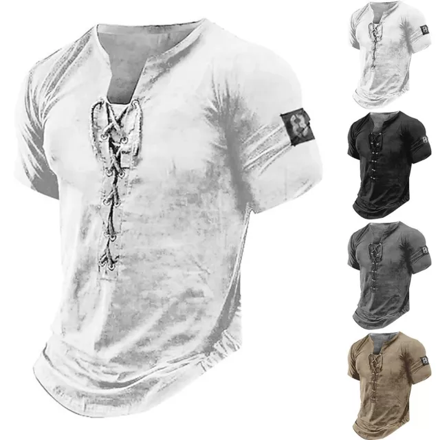 Casual Mens T-Shirts Cotton Blend Loose M-2XL Male Muscle Pullover Fashion