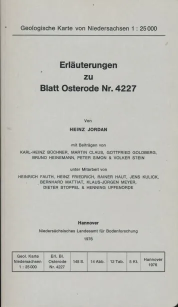 Geologische Karte von Niedersachsen Erläuterungen zu Blatt Nr. 4227 Osterode