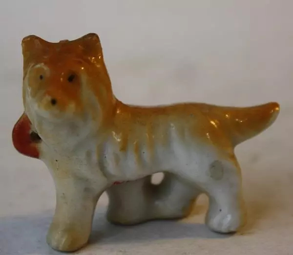 Border Collie Dog Figurine Ceramic Porcelain Hand Painted Made Japan Miniature -