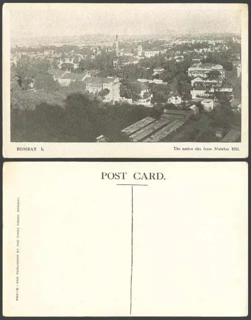 India Old Postcard Native City from Malabar Hill Bombay Panorama General View 1.