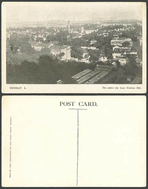 India Old Postcard Native City from Malabar Hill Bombay Panorama General View 1.