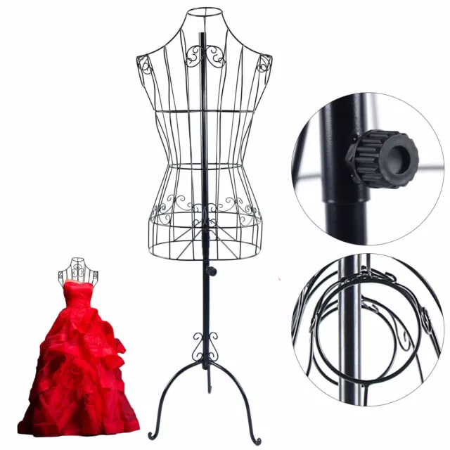 Buste de Couture Femme Réglable 170cm Mannequin en Fer Forgé Porte Vêtement FR 3