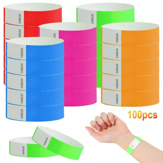 100 Pcs set Paper Wristbands for Events Bulk Variety Neon Wrist Bands Waterproof