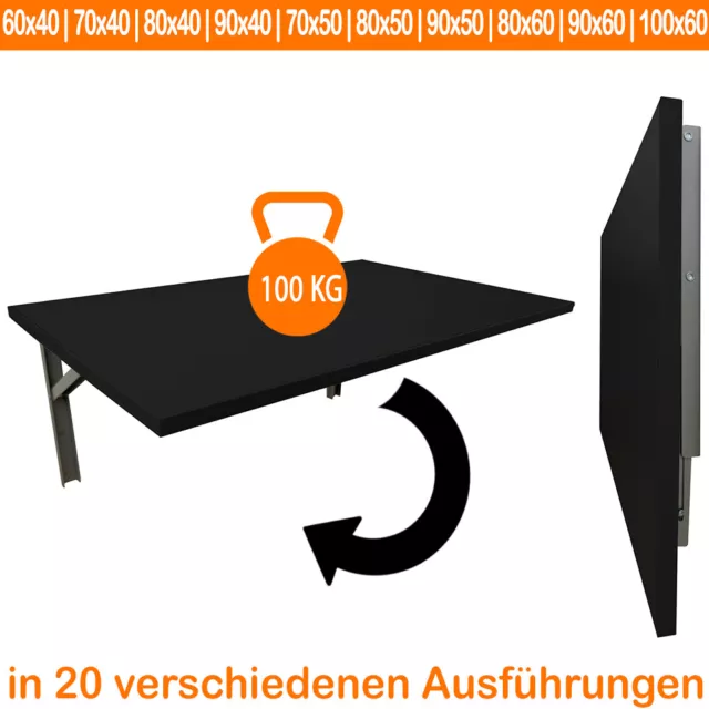 Schwarz | Wandtisch Wandklapptisch Küchentisch Schreibtisch Esstisch TOP QUALITY