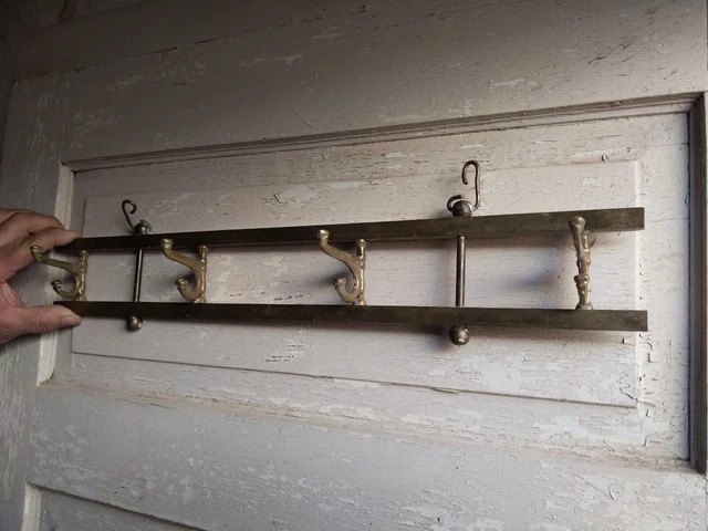 Vintage solid brass wall wardrobe, hollywood regency coat hook brass art nouveau