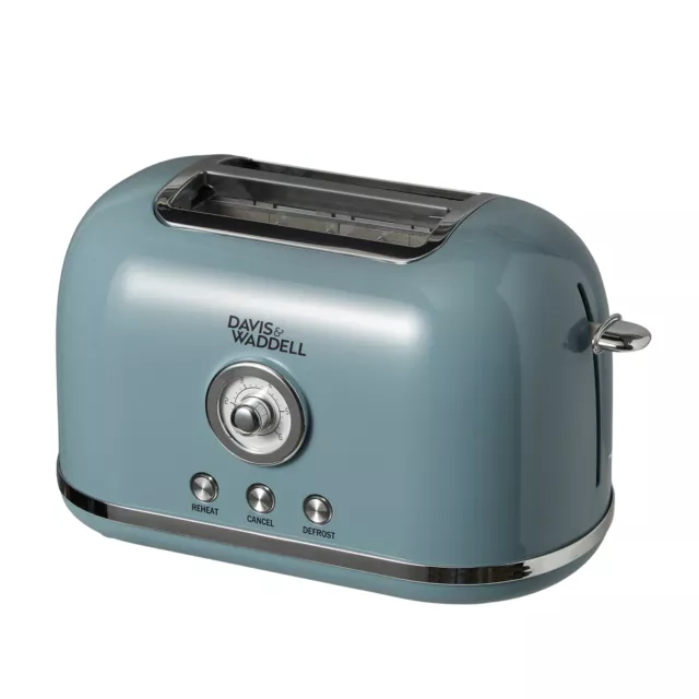 Davis & Waddell Manor Electric 2 Slice Bread Toaster with Crumb Tray Blue