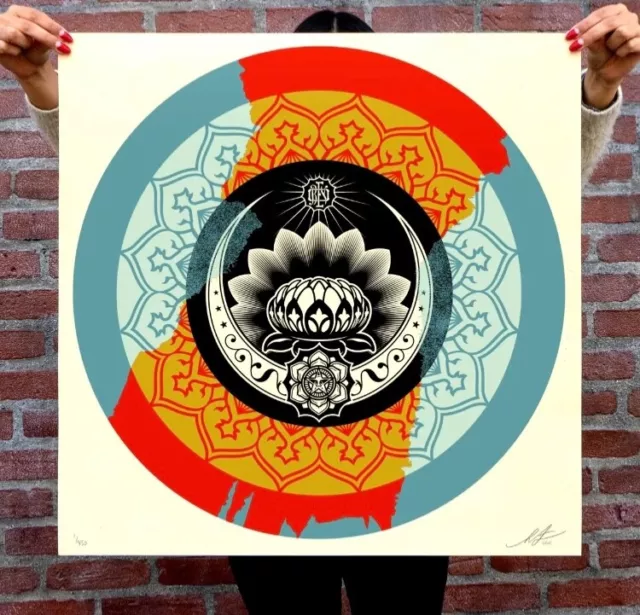 Shepard Fairey Obey LOTUS ORNAMENT Signed Numbered Screen Print RARE