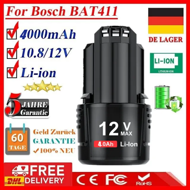 4.0Ah 10.8V/12V Lithium-Ion Akku für Bosch für BAT411 BAT412 BAT411A GSA GSR GDR