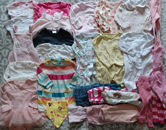 Grande pacchetto di vestiti per ragazze 0-3 mesi successivo John Lewis H&M ecc.