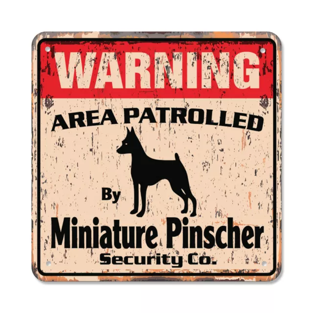 MINIATURE PINSCHER Vintage Security Plastic Sign Area Patrolled pet min pin guar