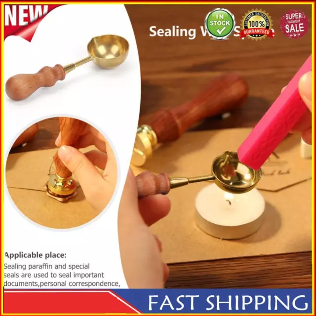 Vintage Brass Sealing Spoon Big Wooden Handle DIY Sealing Stamp Spoon for Gifts