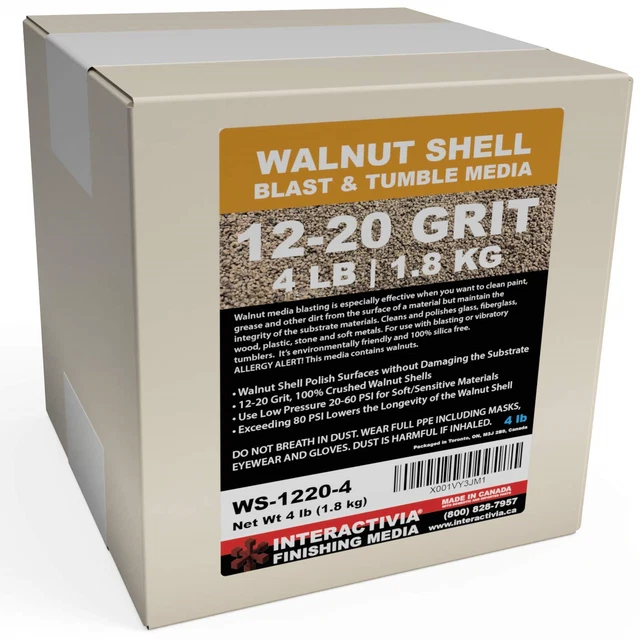 1.8 kg or 4 lb Ground Walnut Shell Media Abrasive 12-20 Grit for Tumbling, or