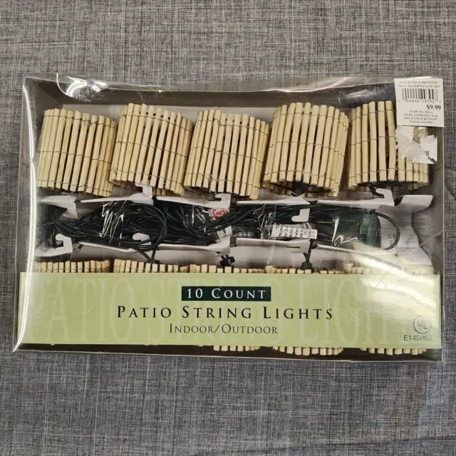 Bed Bath & Beyond 10 Ct Bamboo Lite Set Patio String Lights *New In Box*