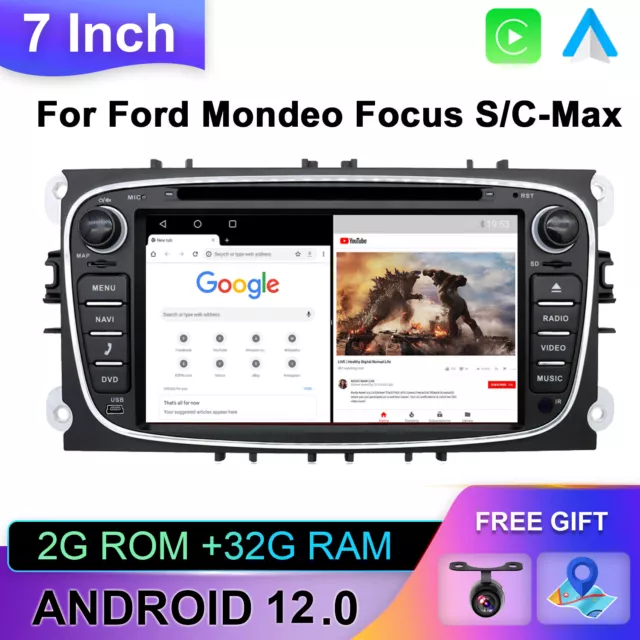 Android 12 GPS Autoradio For Ford Mondeo Focus S/C-Max Galaxy DVD/CD DAB CarPlay