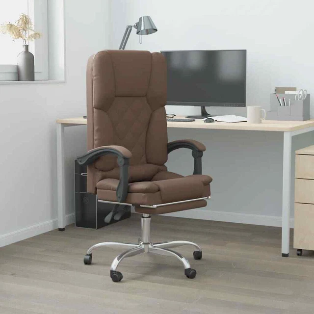 Fauteuil de massage inclinable de bureau Marron Similicuir
