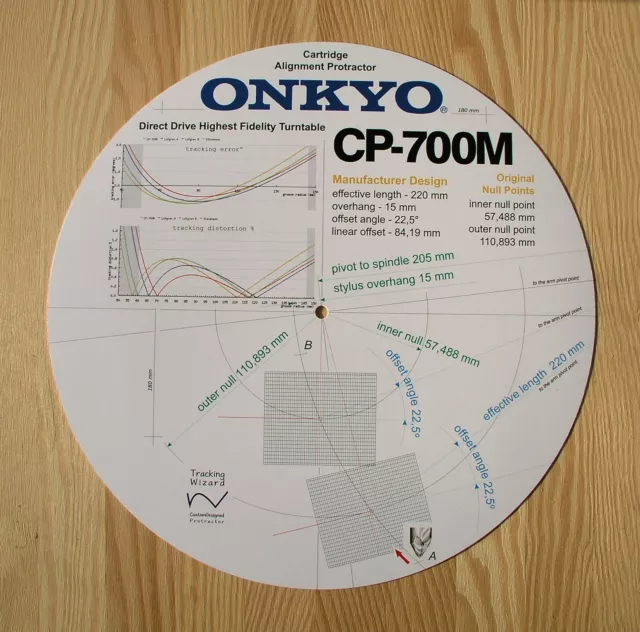 Onkyo CP-700M Custom Designed Tonearm Cartridge Stylus Alignment Protractor