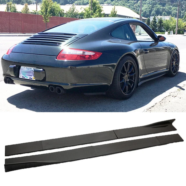 CARBON FIBER LOOK Car Side Skirt Rocker Panel Splitter Lip For Porsche
