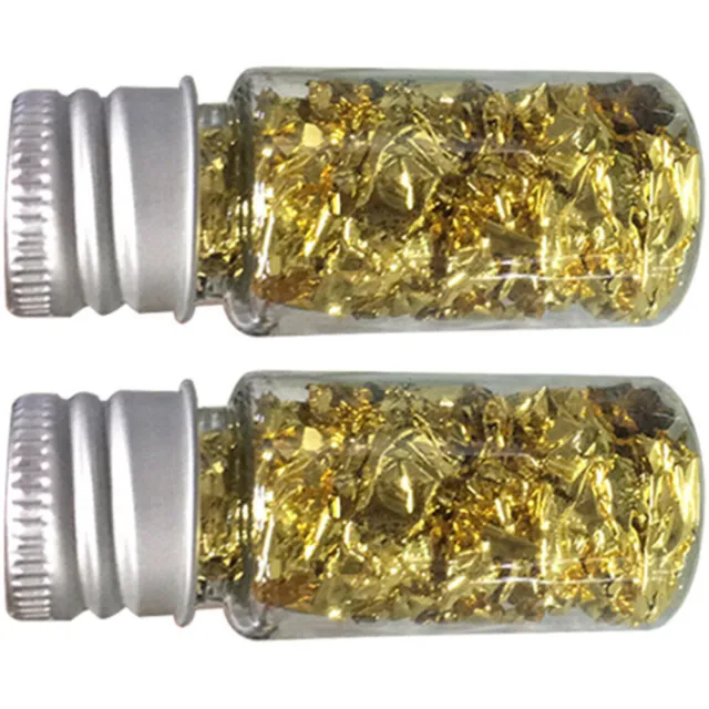 2 Bottles Craft Metal Leaf Shiny Foil Flakes Decorate Gilded