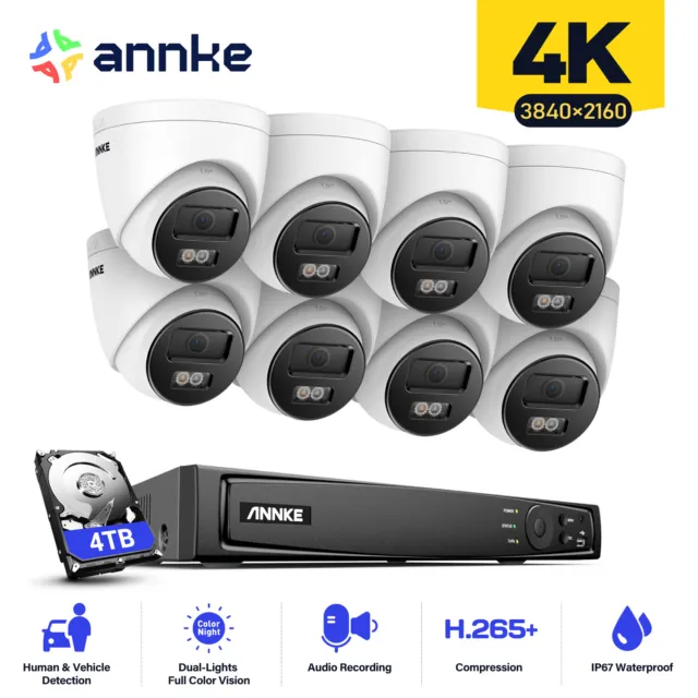 ANNKE 8MP 4K POE AI IP Überwachungskamera Set Mit Audio Farbnachtsicht 12MP NVR