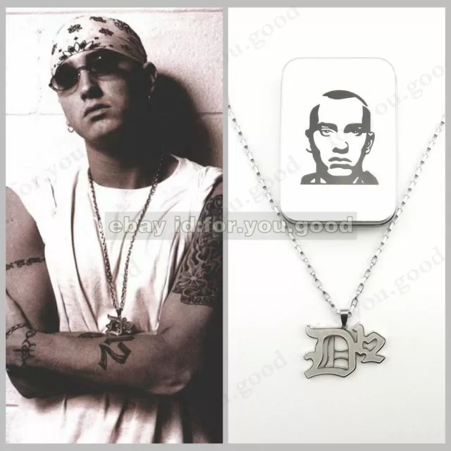 Hip Hop Eminem RAPPER D12 Titanium Steel  Necklace Pendants Chain Free Stan Box