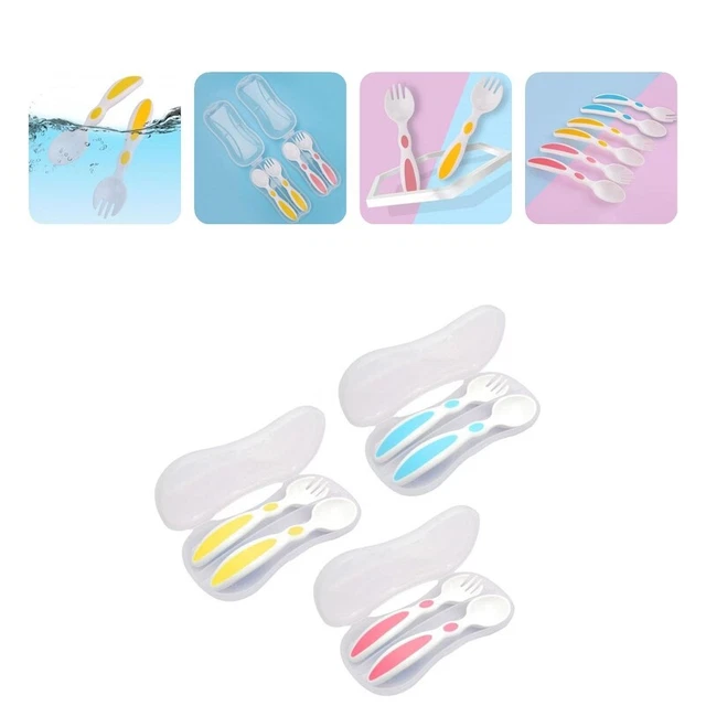 1 Set Toddler Dinnerware Eco-friendly Burr Free BPA Free Infant Fork Spoon Baby