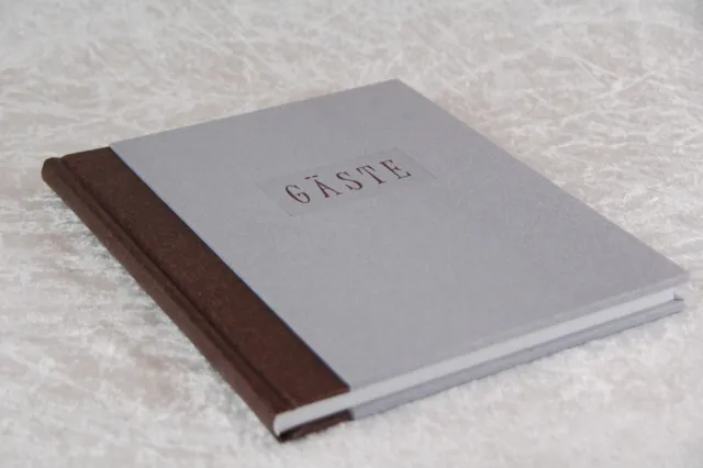 Gästebuch 21 x 24 cm Blancobuch Notizbuch " Holz " silber grau