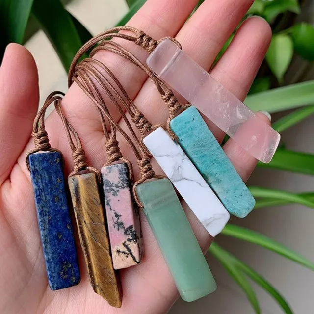 Crystal Gems Necklace Pendant Natural Chakra Stone Energy Rope Chain Rock AAA++