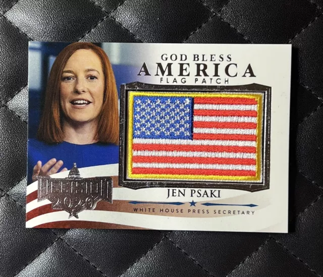 2020 Decision Jen Psaki  Silver God Bless America Flag Patch Card GBA-89