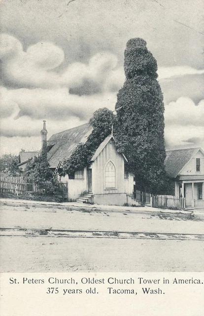 TACOMA WA -St. Peter's Church (Oldest Church Tower in America 375 Years Old)-udb