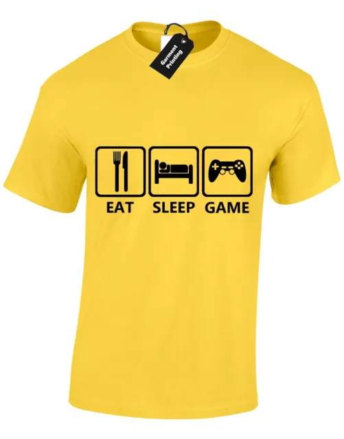 T-Shirt Da Uomo Eat Sleep Game Console Videogiochi Simboli Gamer Geek Top S-Xxxl 8