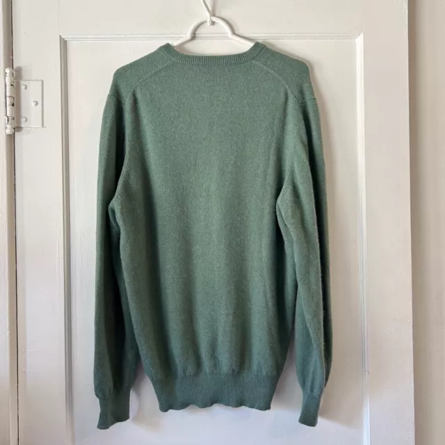 BROOKS BROTHERS GREEN 3-Ply 100% Scottish Cashmere Sweater L Made in ...