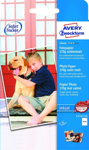 AVERY Zweckform C2743-50 Classic Inkjet Fotopapier (A6, einseitig beschichtet, s