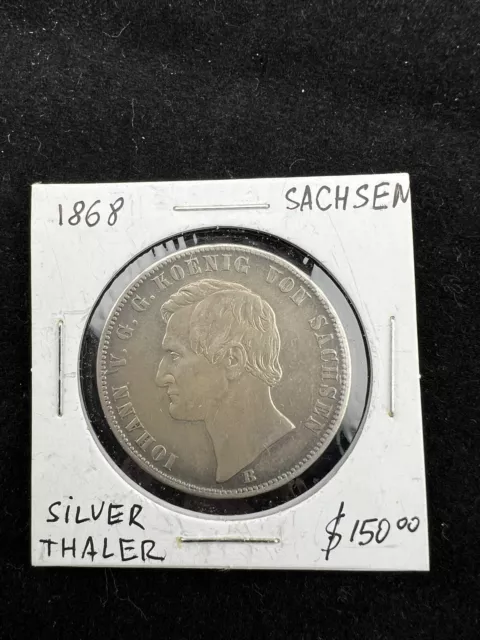 Silver Coin, German States, SAXONY-ALBERTINE, Johann, Thaler, 1868, Dresden