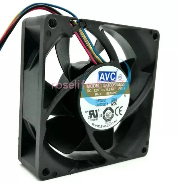 Ventilateur AVC F8025R12LA – 80x80x25mm, 12V 0.12A, 3 Broches, Testé