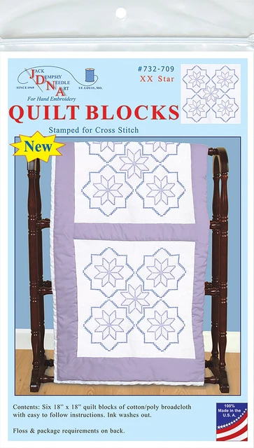 Jack Dempsey gestempelt weiße Quiltblöcke 18""x18"" 6/Stück-XX Stern - 732 709