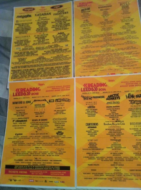 READING LEEDS FESTIVAL LINE-UP 2012 2013 2014 2015 - poster / magnet / print